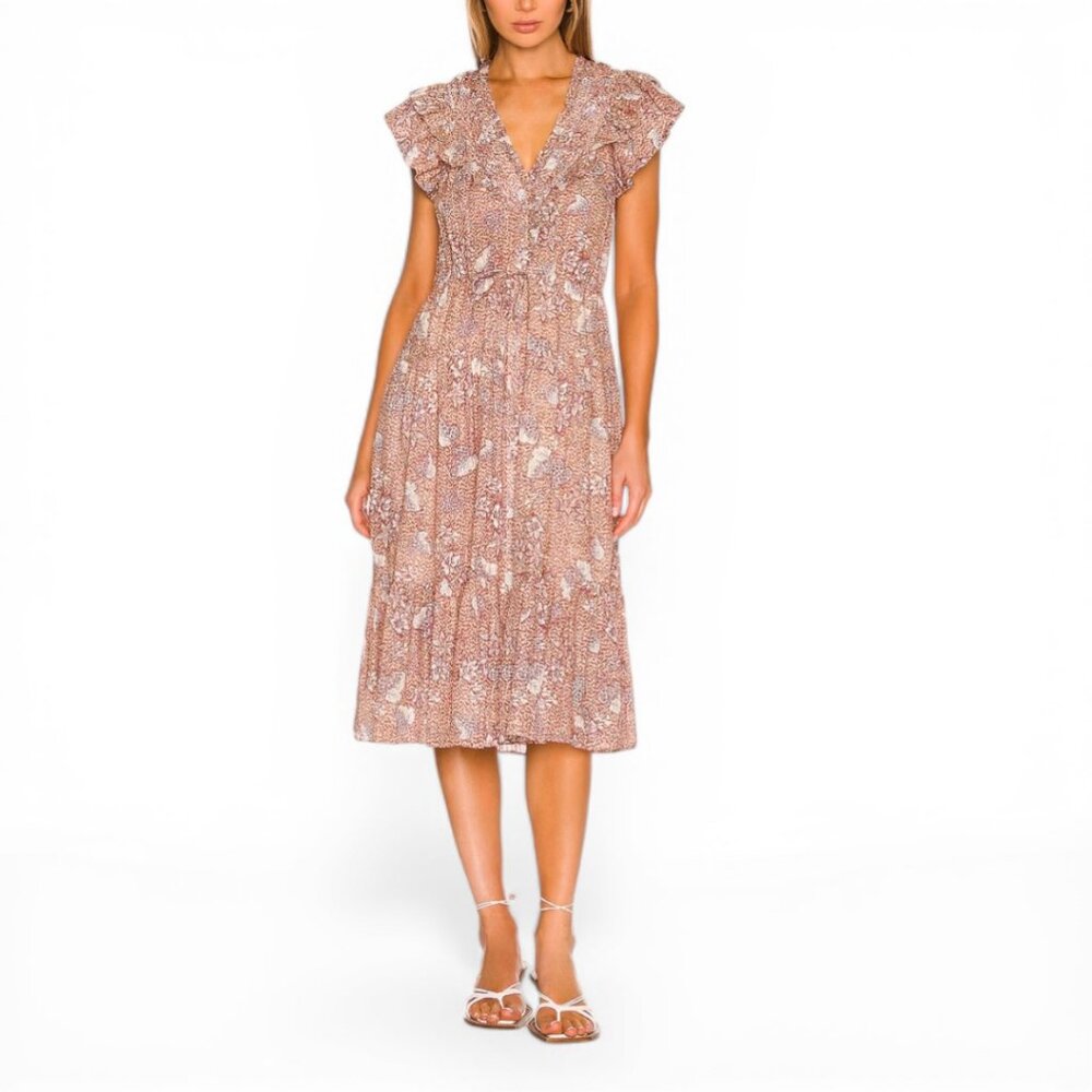 Ulla Johnson Romina Midi Dress - Blush (Size 6)